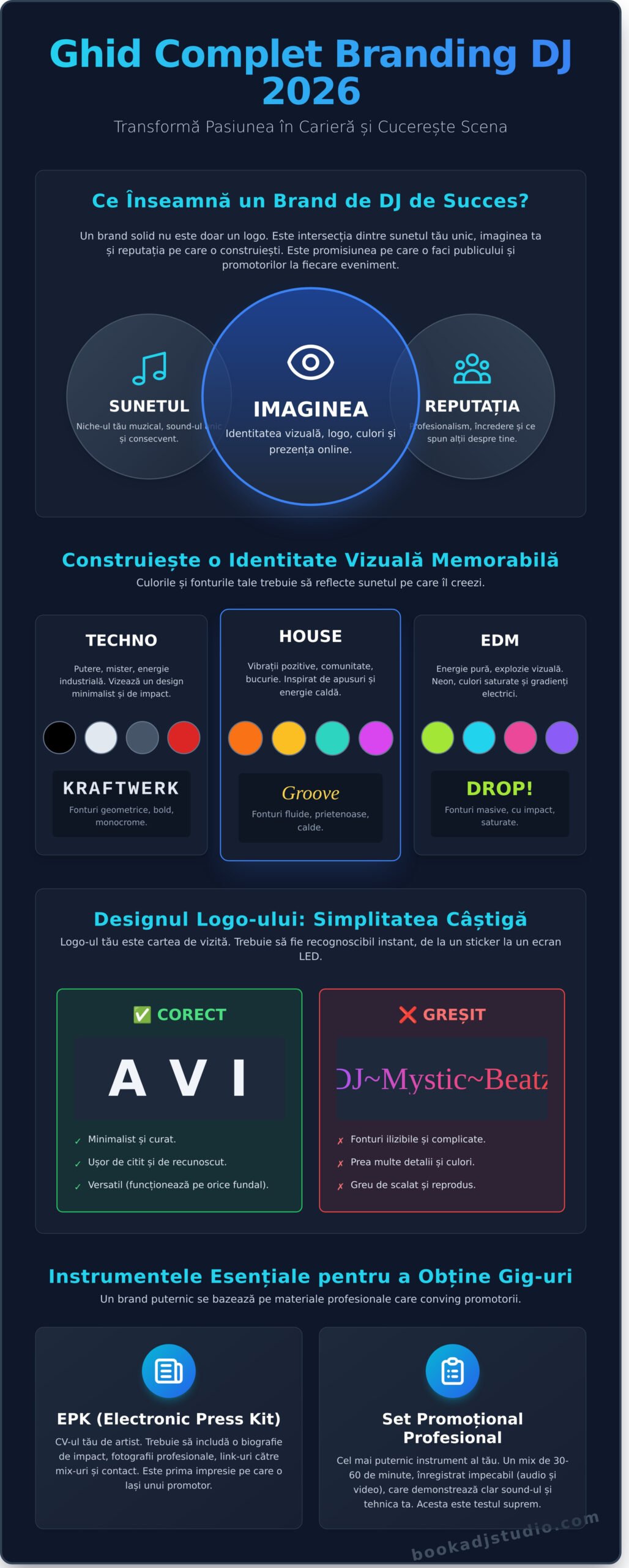 Branding DJ în 2026: Ghidul Complet pentru a Trece de la Hobby la Scenă - Infographic