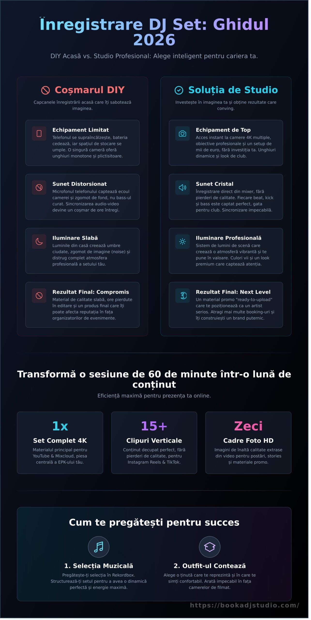 Înregistrare Video 4K Set DJ: Cum să Arăți ca un Pro și să Obții Mai Multe Gig-uri în 2026 - Infographic