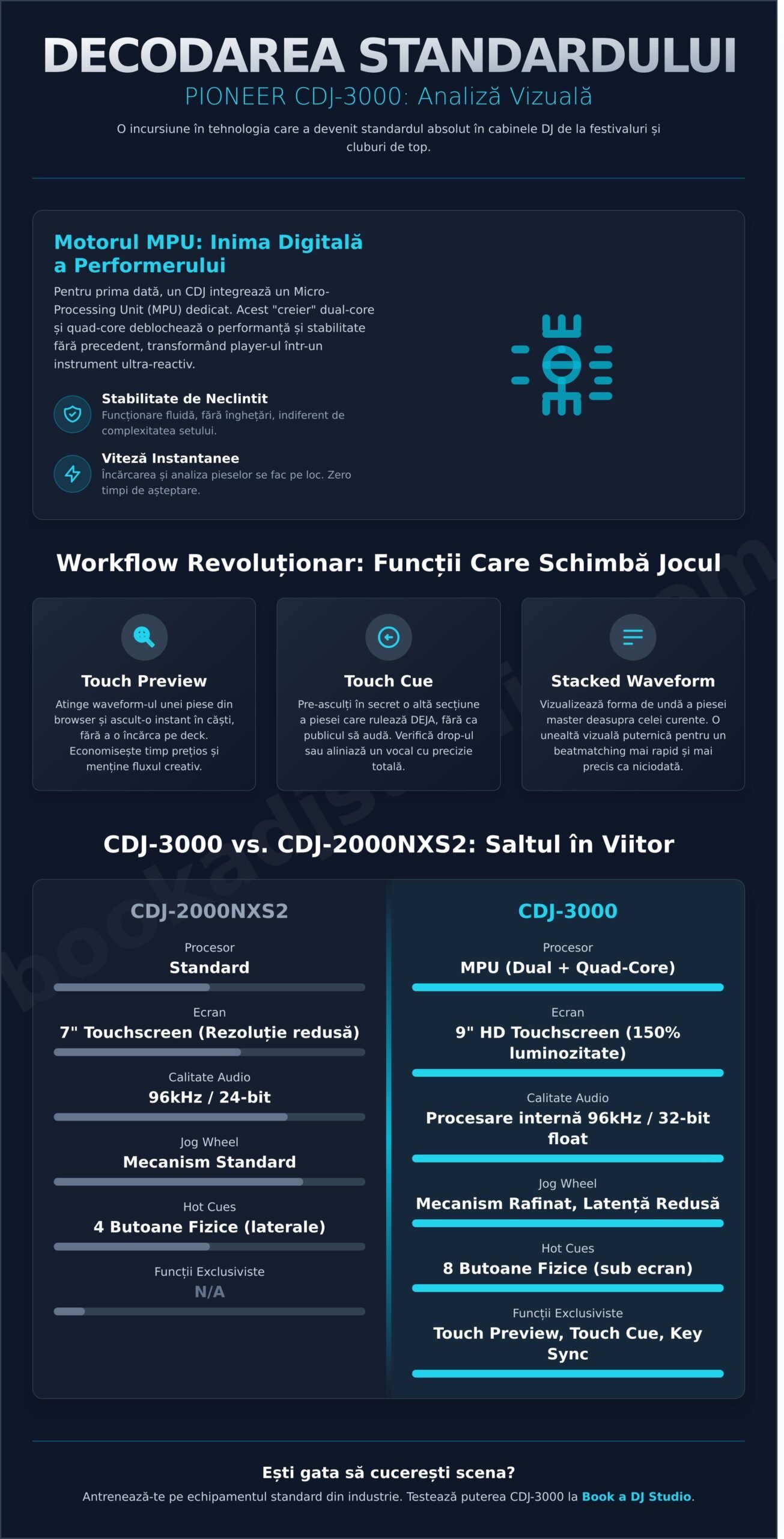 Pioneer CDJ-3000 Analiză: Viitorul Mixajului și Standardul Cluburilor în 2026 - Infographic