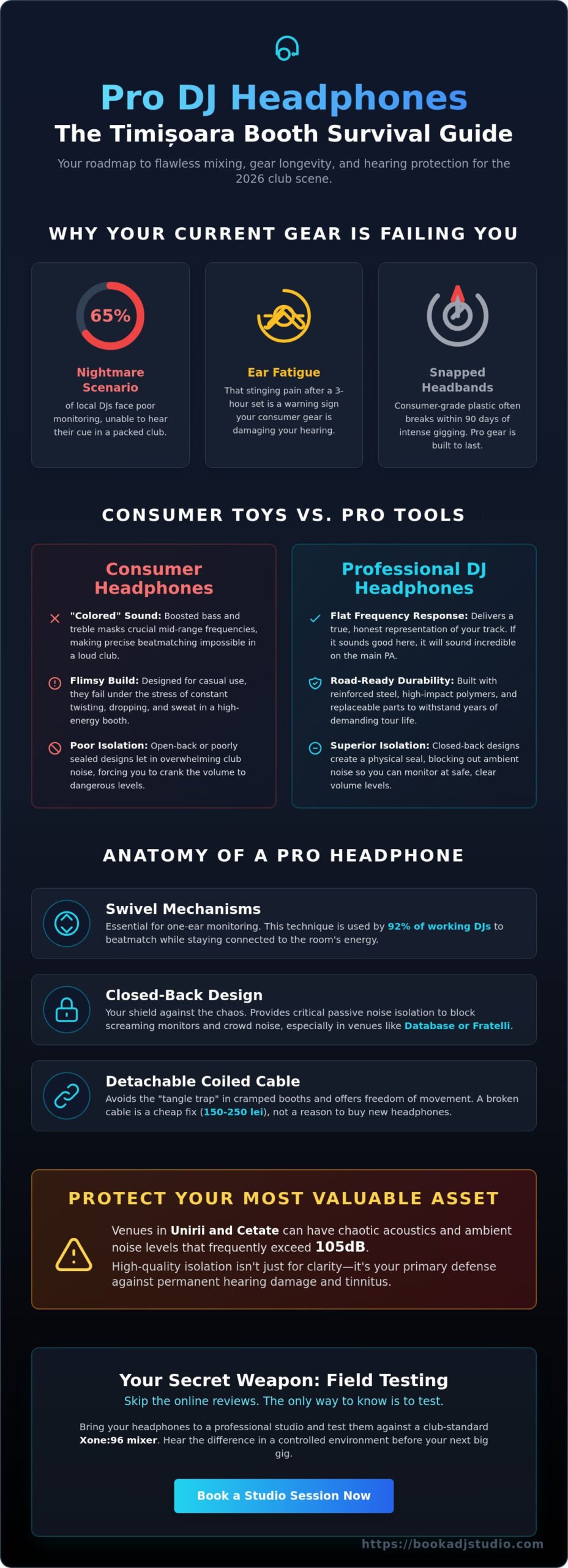The Ultimate Guide to Professional DJ Headphones in Timișoara (2026) - Infographic